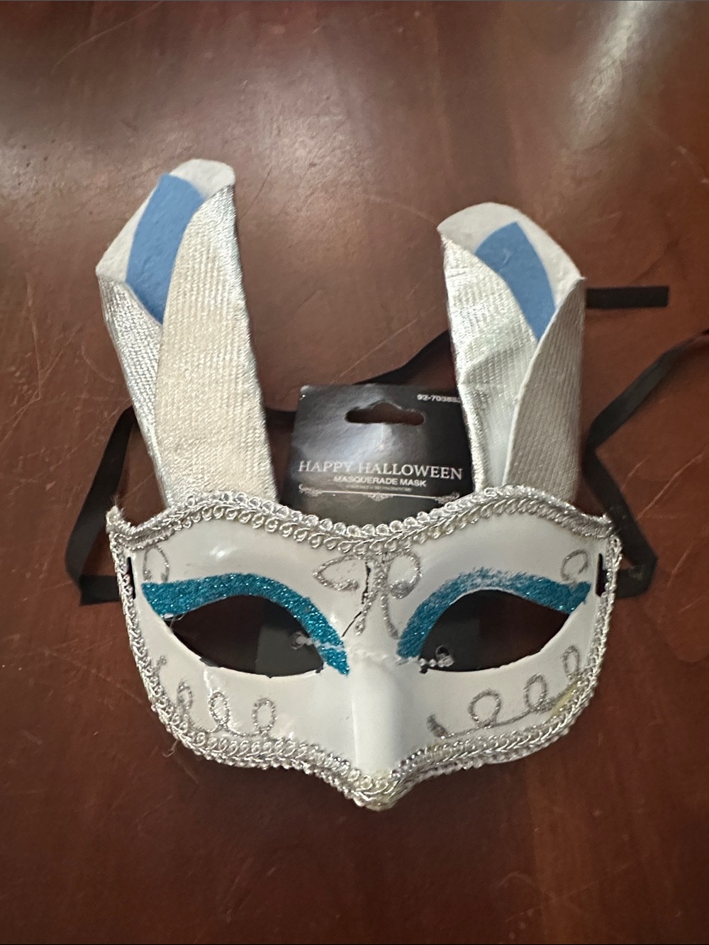 White and Blue Masquerade Bunny Mask - Home Party Supplies